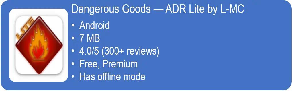 chemical engineering apps Dangerous Goods — ADR Lite by L-MC