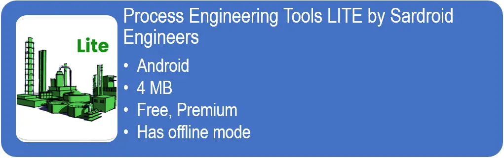 chemical engineering apps Process Engineering Tools LITE by Sardroid Engineers